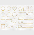 collection of golden shiny frame set isolated vector image
