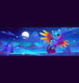 cute monster cat on alien fantasy planet landscape vector image