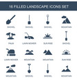 16 landscape icons vector image vector image