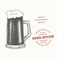 beer glass mug hand drawn pub beverage engraved vector image