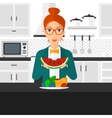 woman eating watermelon vector image