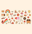 big retro set of stickers with 70s 80s style vector image