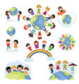 children world happy kids on planet earth vector image