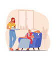 elderly caregiving concept young female character vector image