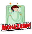 poster design for coronavirus theme with sick boy vector image vector image
