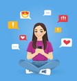 woman with phone vector image vector image