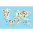 cartoon animal world map for children and kids vector image