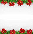 shiny green pine branches like frame with flower vector image vector image