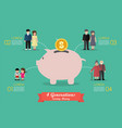 four generations saving money infographic vector image vector image