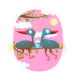 parents birds in nature holding egg vector image vector image