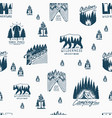 camping seamless pattern mountains coniferous vector image