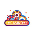 casino promo emblem with bright chips for poker vector image
