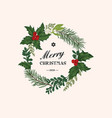 christmas wreath with winter plants vector image vector image