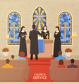 church service religious ceremony flat banner vector image vector image