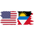 antigua and barbuda and usa grunge flags vector image