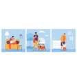 fathers with baby compositions set vector image