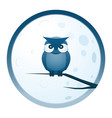 owl and moon round icon vector image