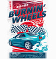 poster design with drift car vector image vector image