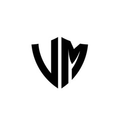 Vm monogram logo with shield shape design template