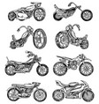 set of vintage motorcycles collection bicycles vector image vector image