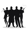 silhouettes of two men and two flapper girls 20s vector image