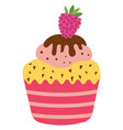 strawberry muffin icon colorful sweet cream vector image vector image