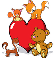 cute animals cartoon with valentines heart - fox vector image