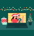 man and woman communication online on christmas vector image