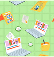 office supplies calendar and laptop pattern print vector image