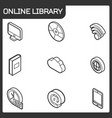online library outline isometric icons vector image
