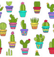 seamless pattern with cactus in color vector image