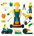 man with lawn mower vector image vector image