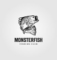 monster fish silhouette logo template design vector image