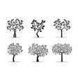 set black trees with leafs vector image