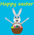 easter bunny with basket of eggs vector image