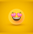heart eyes yellow emoticon face 3d background vector image
