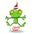 jumping frog christmas cartoon character vector image vector image