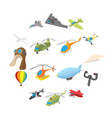 aviation icon set cartoon style vector image vector image