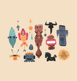 totem pole and ethnic tribal masks set vector image vector image