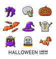set of linear halloween icons vector image