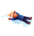 happy little boy in warm clothes lying on snow vector image vector image