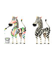monochrome and drawing colors zebra animals mascot vector image