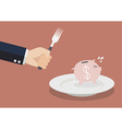 piggy bank run away from big hungry man vector image vector image