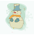 retro christmas snowman card vector image