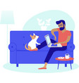 young man working at home as freelancer vector image