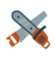 hand saw and chainsaw flat isolated vector image