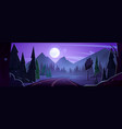 night road in forest full moon landscape vector image