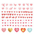 set of colored hearts in different shapes vector image vector image