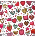 hearts hand drawing doodleseamless patterncolored vector image