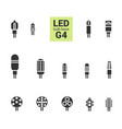 led light g4 bulbs silhouette icon set vector image